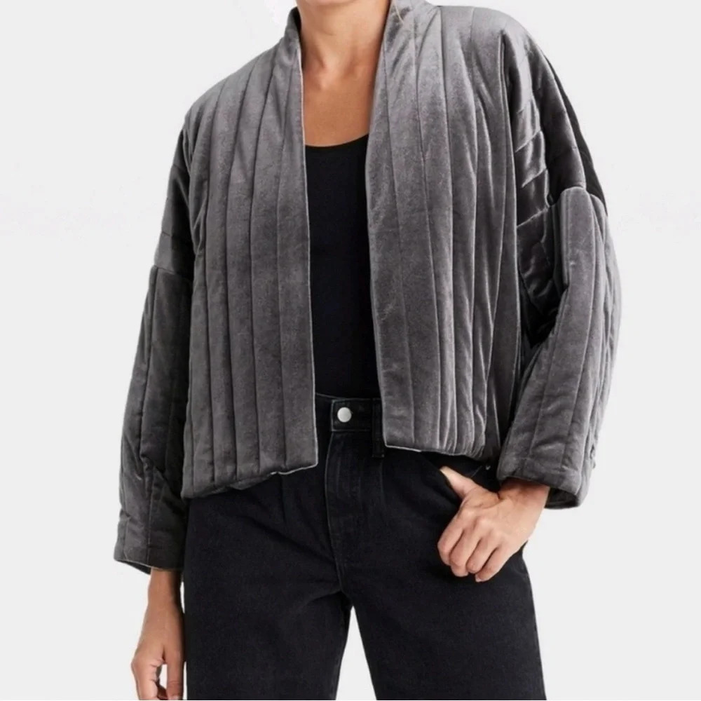 A New Day Charcoal Gray Velvet Jacket. One Size Fits Most. Excellent con…
